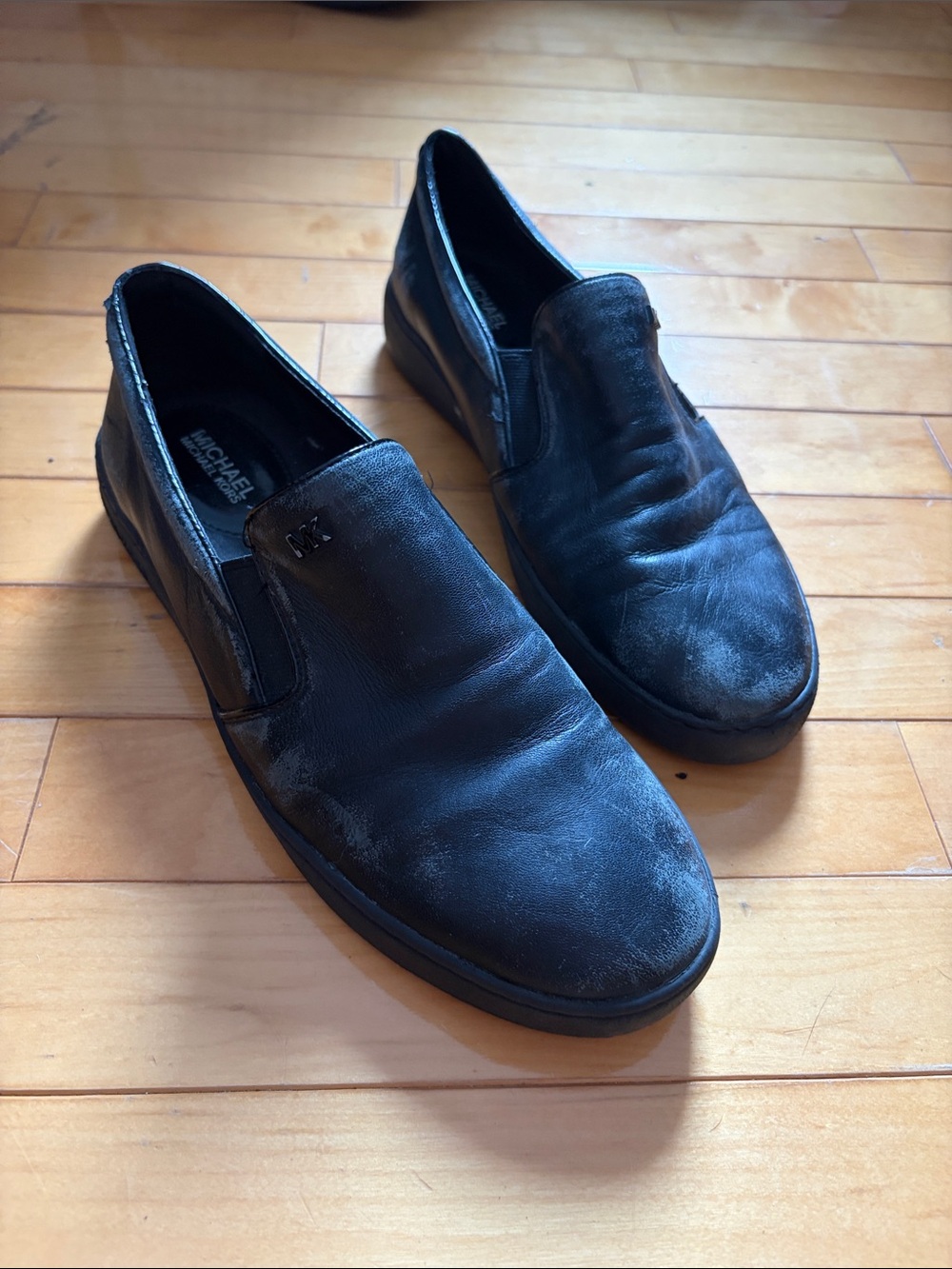 Michael Kors Black Leather Slip-On Loafers